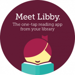 Stylized girl reading  a book and smiling. Caption reads Meet Libby. The one-tap reading app from your library